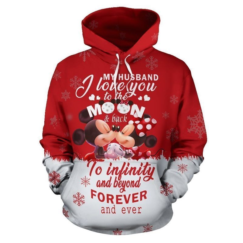 Mickey And Minnie Love To The Moon, To Infinity And Beyond Forever Over Print 3d Zip Hoodie