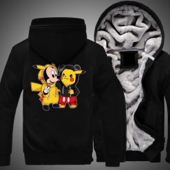 Mickey And Pikachu Change Shirt Print 3d Fleece Zip Hoodie