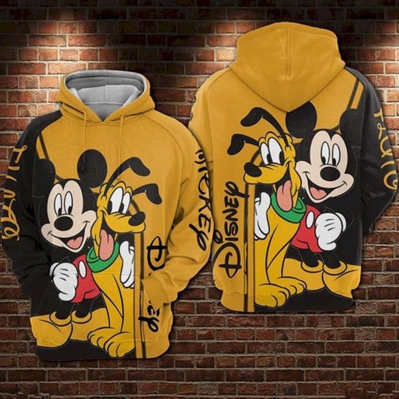 Mickey And Pluto Dog Disney All Over Printed Custom 3d Hoodie