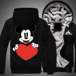 Mickey And The Lovely Heart, Walt Disney Over Print 3d Fleece Zip Hoodie