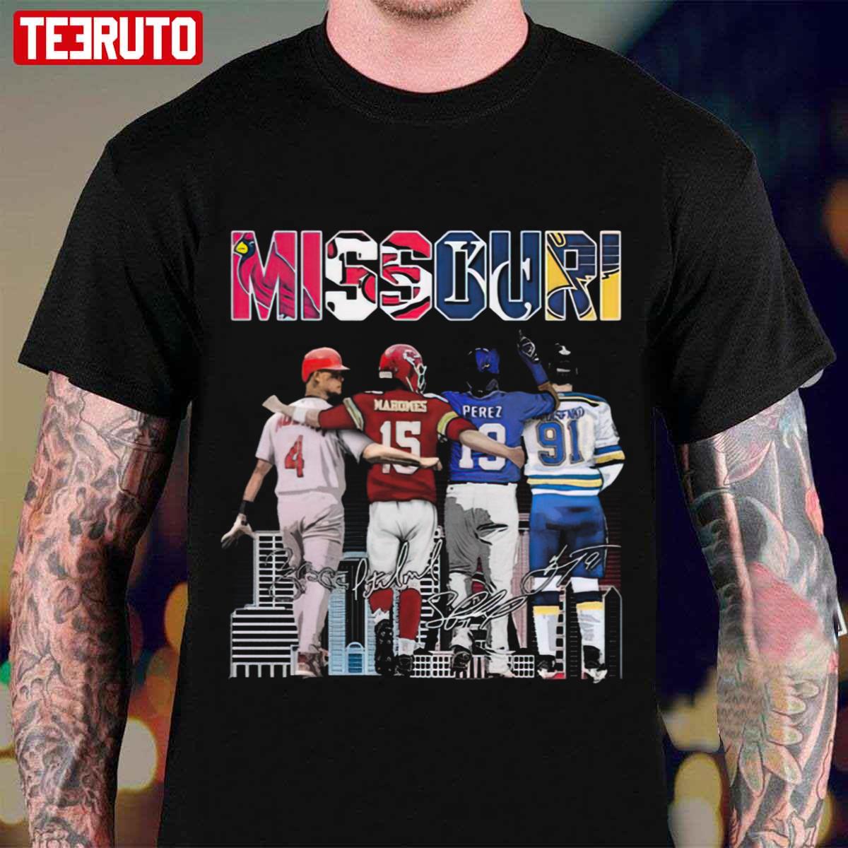 Missouri Yadier Molina Patrick Mahomes Salvador Perez And Vladimir  Tarasenko Unisex T-Shirt - Teeruto