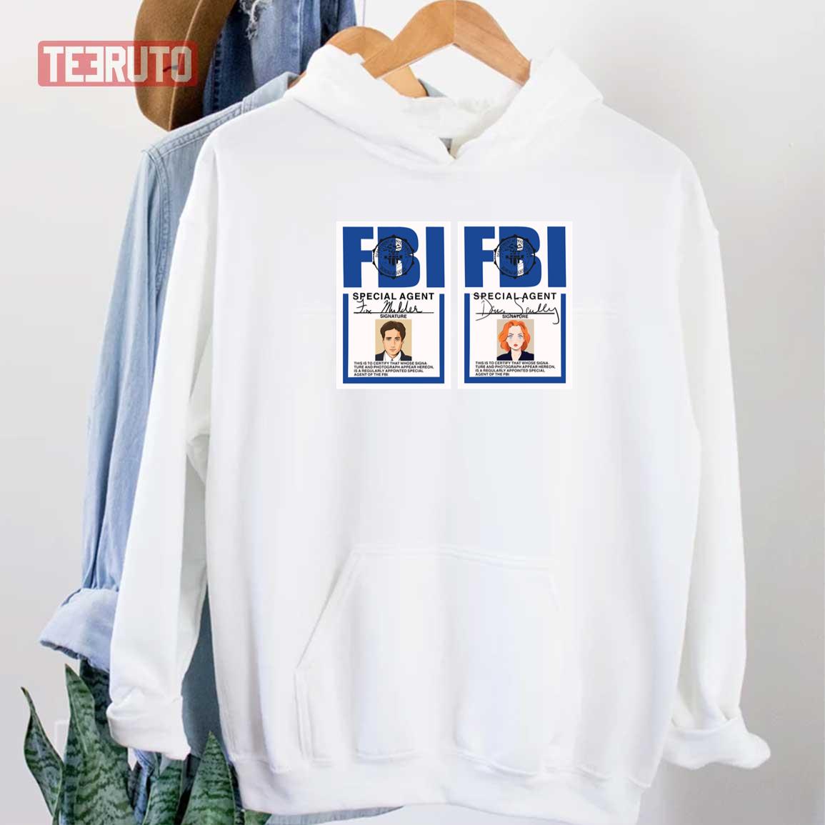 Mulder And Scully Fbi Badges Unisex Hoodie