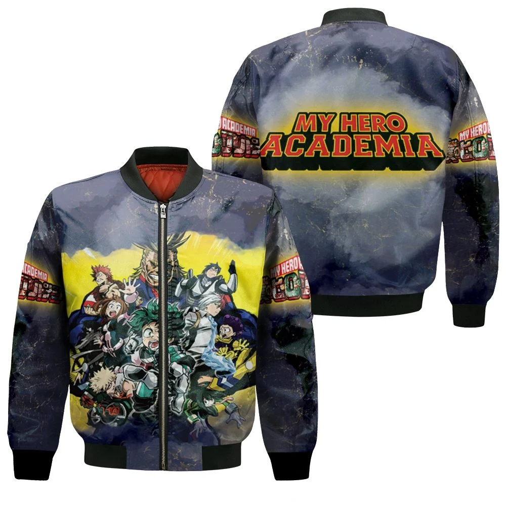 My Hero Academia All Main And Villain Characters Todoroki Shouto Midoriya Izuku All Might For Fan Bomber Jacket