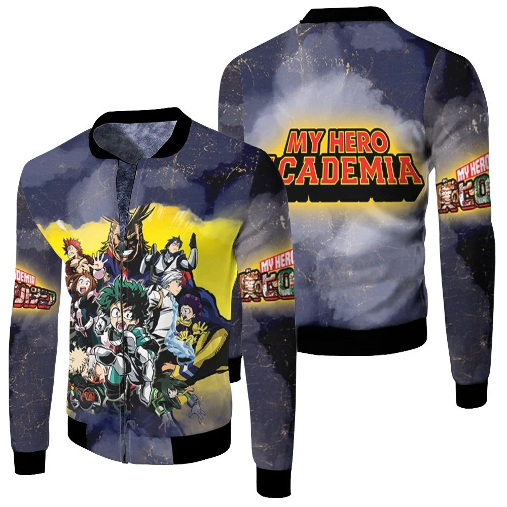 My Hero Academia All Main And Villain Characters Todoroki Shouto Midoriya Izuku All Might For Fan Fleece Bomber Jacket