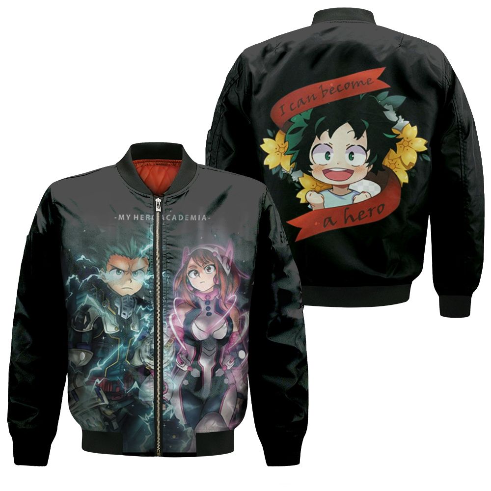 My Hero Academia Ochako Uraraka Midoriya Izuku In Fighting Suits Thunder For Fan Bomber Jacket