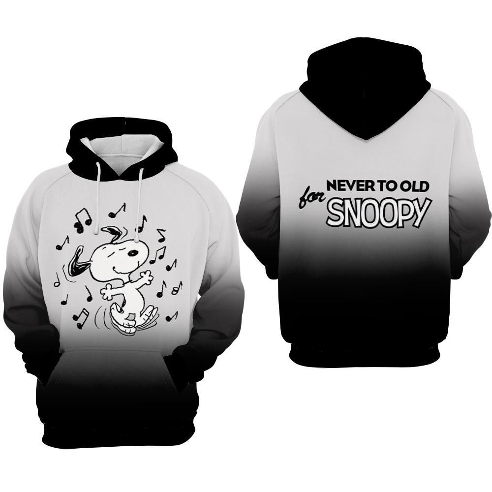 Never To Old For Snoopy Movie Peanuts Over Print 3d Zip Hoodie