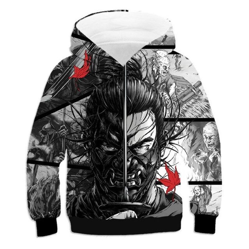 New Game Tops Ghost Of Tsushima Over Print 3d Zip Hoodie