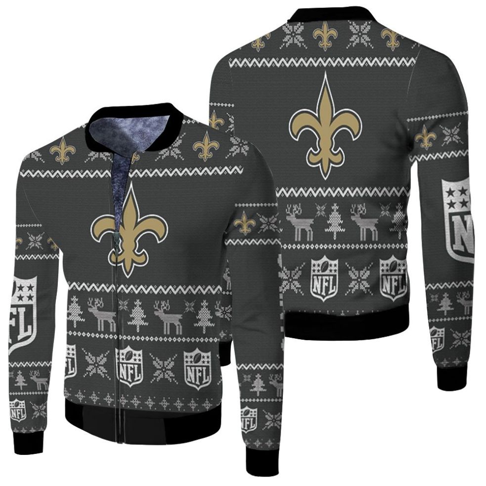 New Orleans Saints Nfl Ugly Sweatshirt Christmas 3d Fleece Bomber Jacket