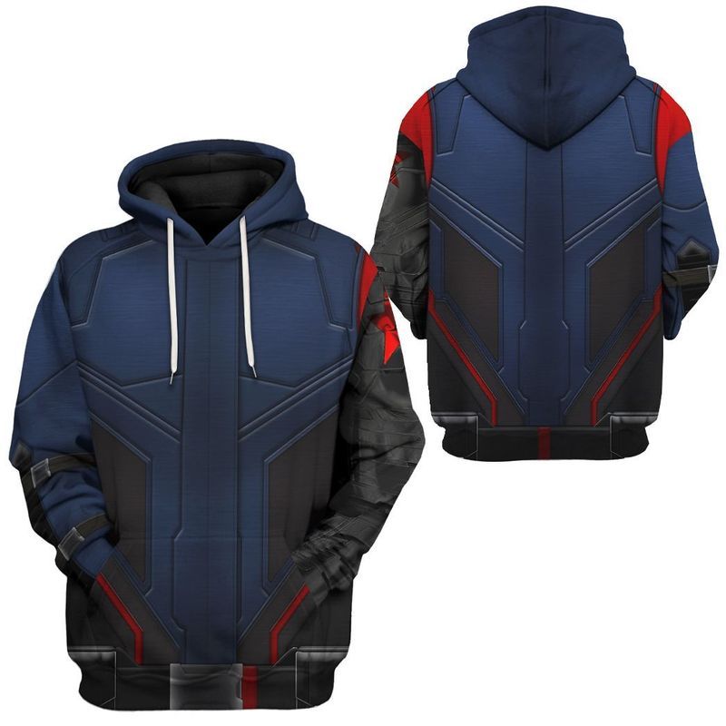 New Winter Soldier Over Print 3d Zip Hoodie