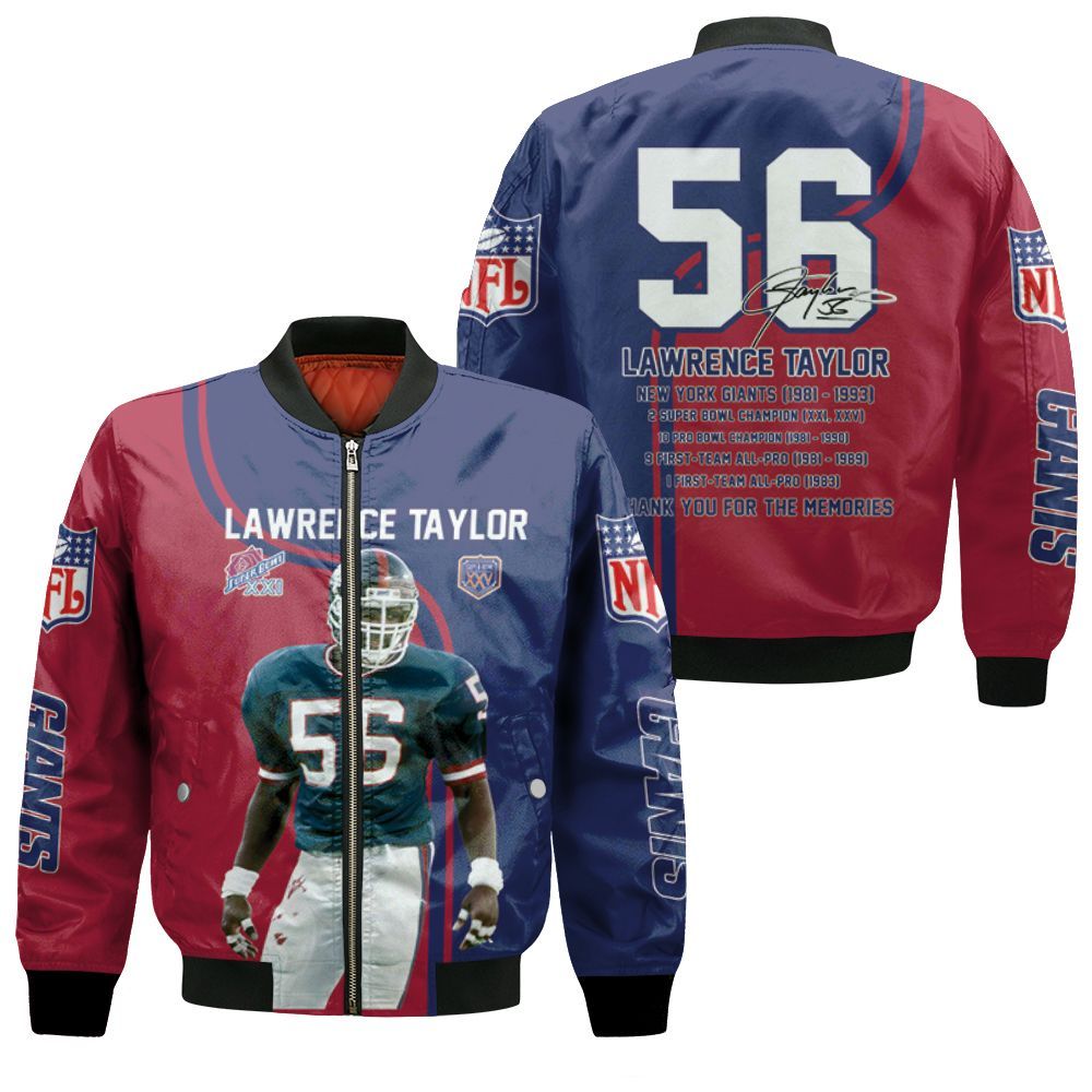 New York Giants Lawrence Taylor 56 Signature 3d T Shirt Hoodie Sweater Bomber Jacket