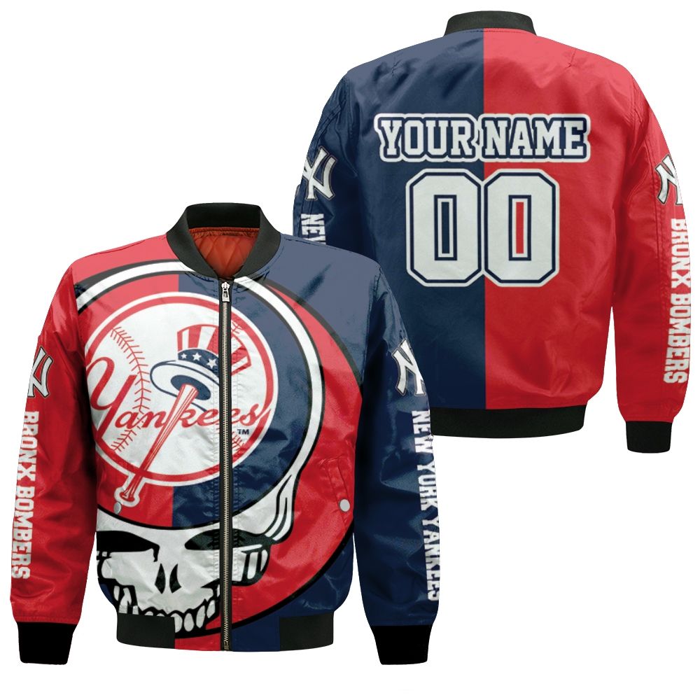 New York Yankees Grateful Dead Skull Bronx Bombers 3d Personalized Bomber Jacket