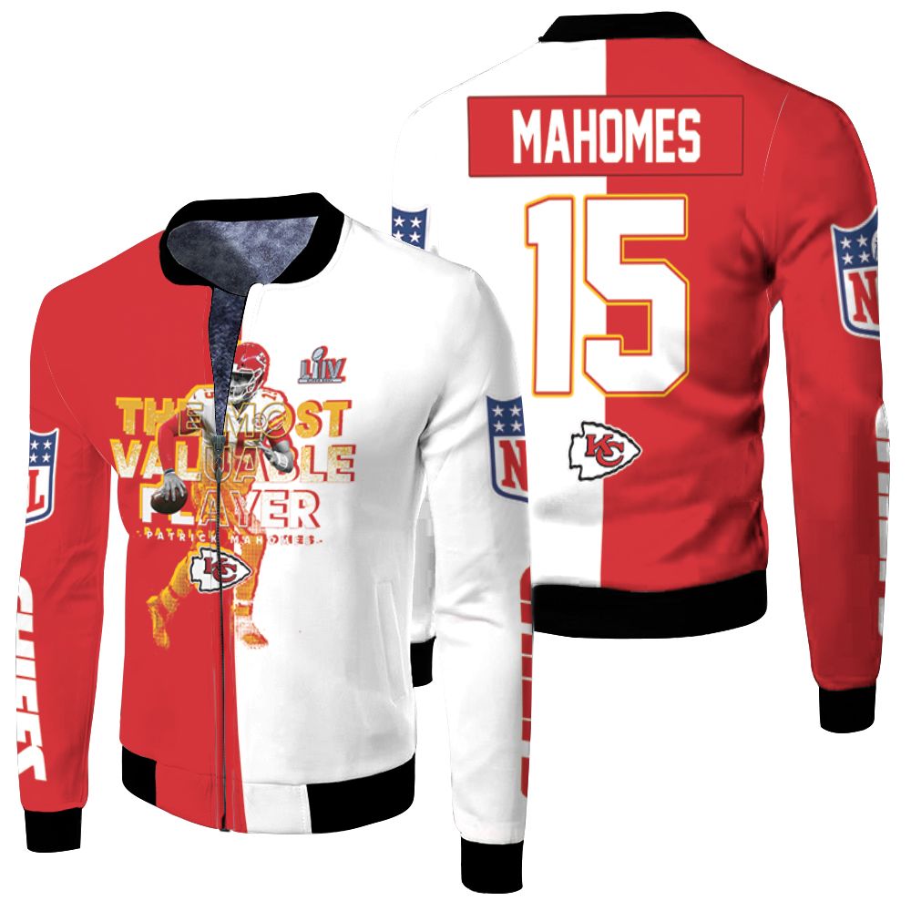 Nfl Kansas City Chiefs The Most Valuable Player Patrick Mahomes 15 Afc West Division Champion 2020 3d Fleece Bomber Jacket