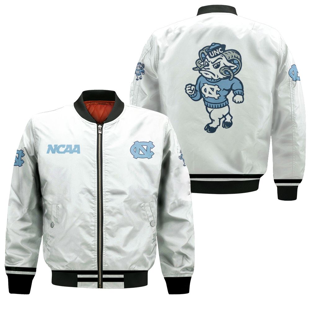 North Carolina Tar Heels Ncaa Classic White With Mascot Logo Gift For North Carolina Tar Heels Fans Bomber Jacket