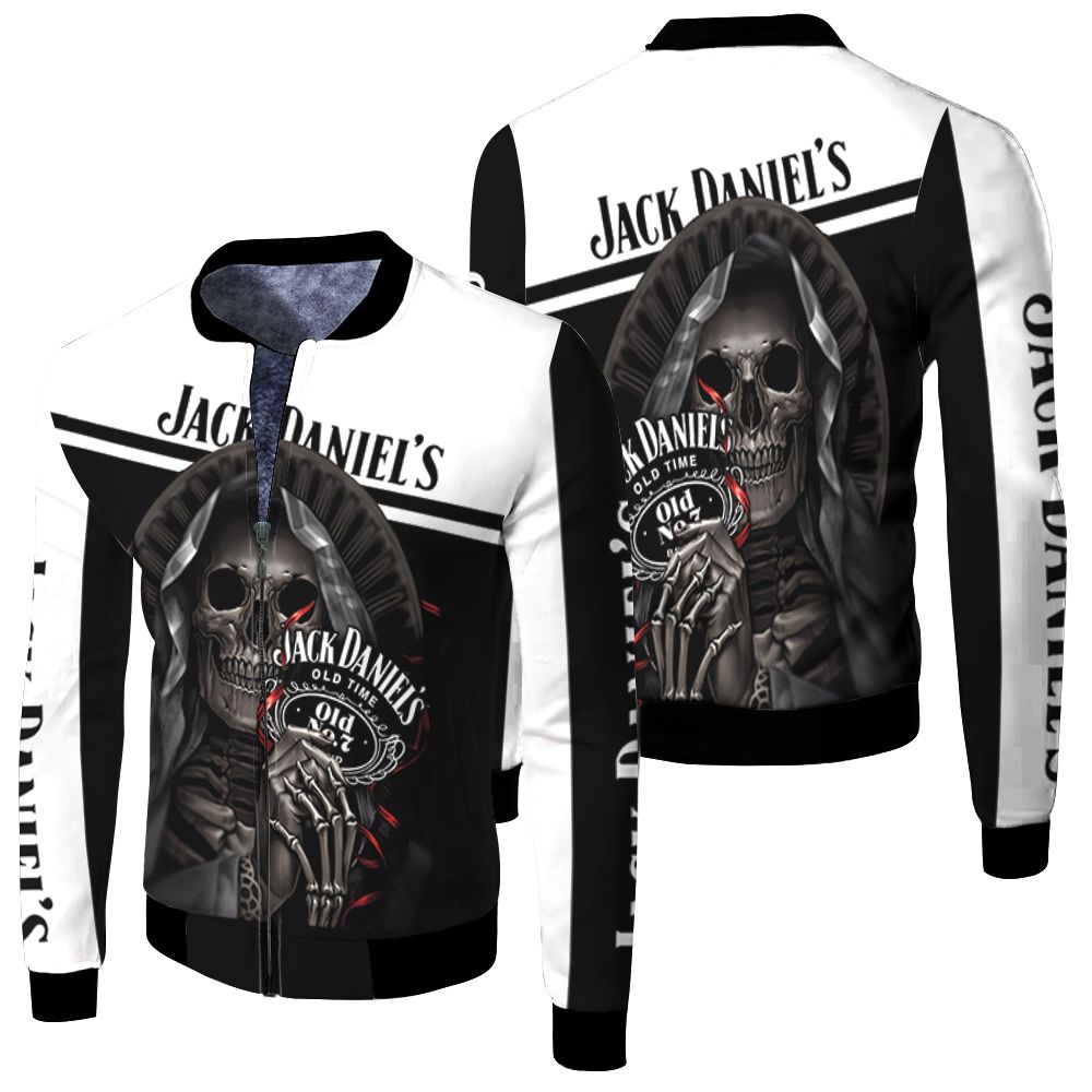 Nun Skull Hold Jack Daniels Logo For Lovers 3d Print Fleece Bomber Jacket