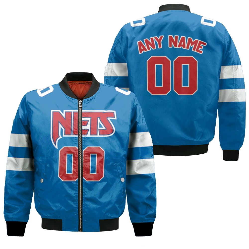 Personalized Brooklyn Nets 00 City Edition 2021 Team Blue Jersey Inspired Style Bomber Jacket