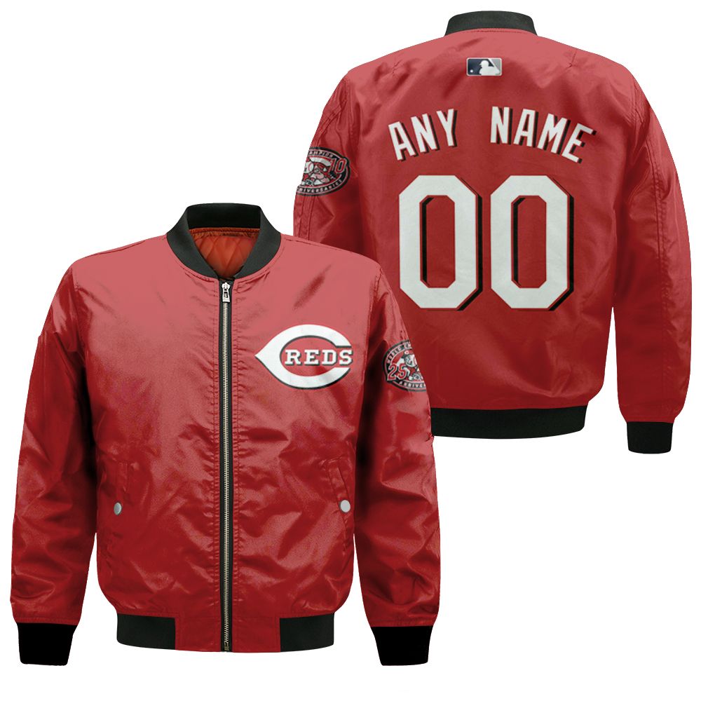 Personalized Cincinnati Reds Any Name 00 Majestic 2020 Team Red Jersey Inspired Style Bomber Jacket