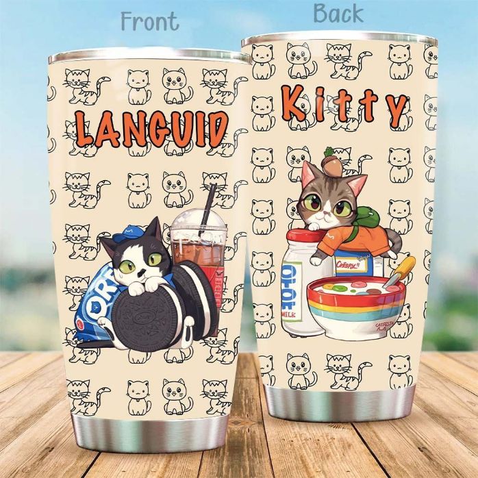 Personalized Languid Kitty Gift For Lover Day Travel Tumbler