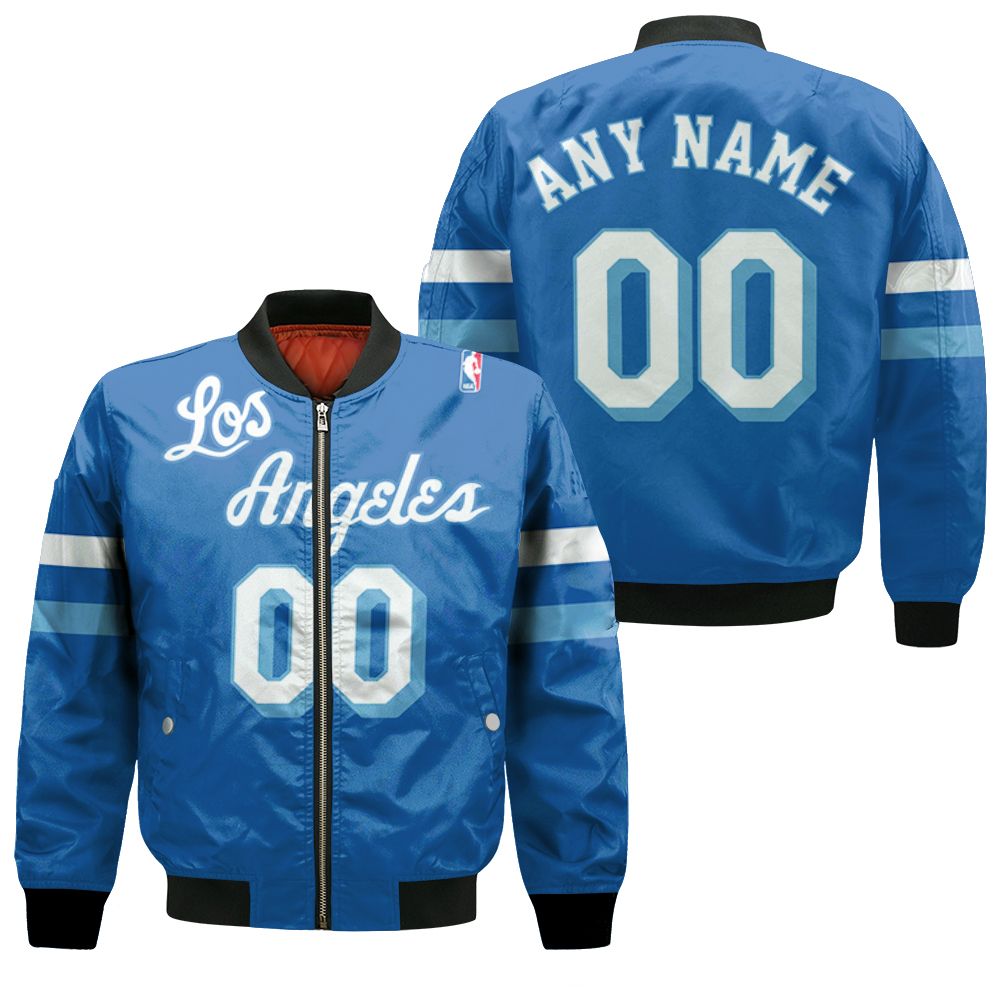 Personalized Los Angeles Lakers 1996-97 Hardwood Classics Royal Blue Jersey Inspried Style Bomber Jacket