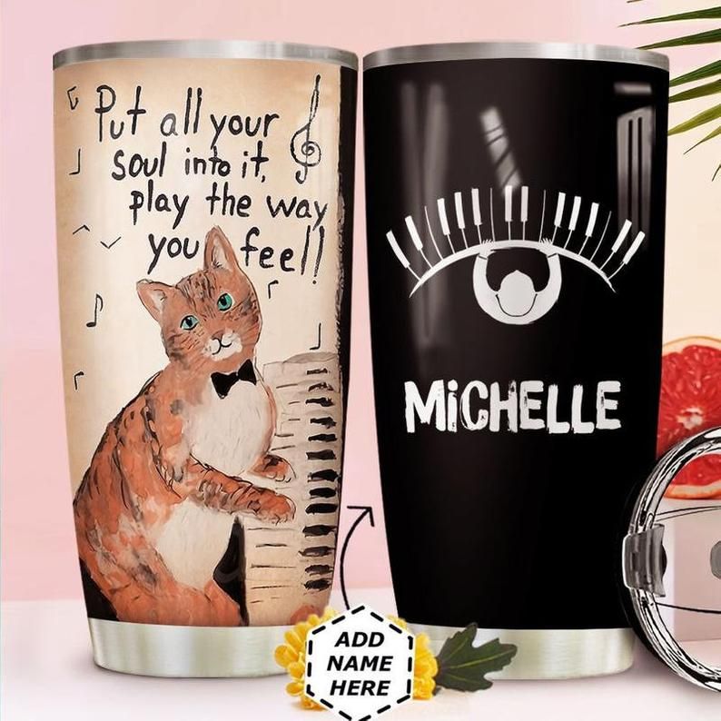 Piano Cat Personalized Gift For Lover Day Travel Tumbler