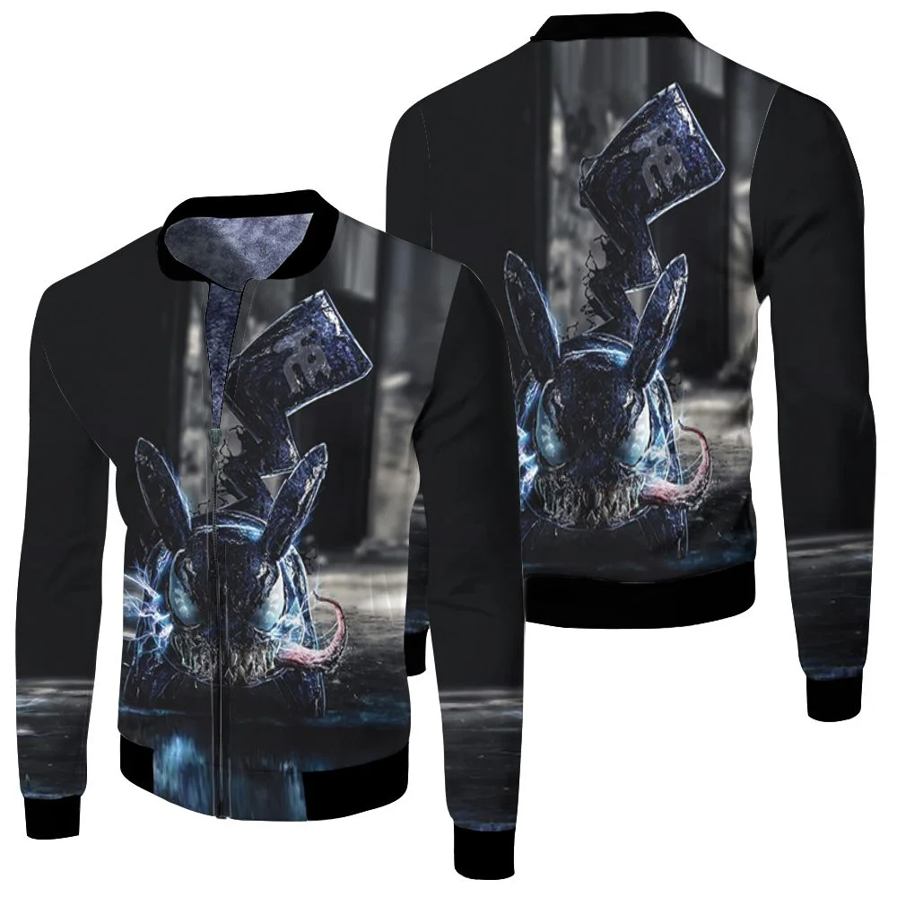 Pikanom Pikachu Venom Pokemon Scary 3d Jersey Fleece Bomber Jacket