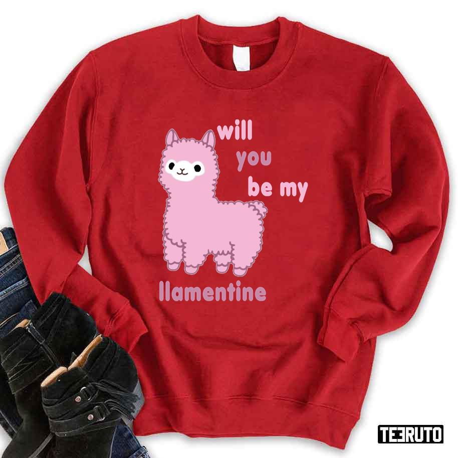 Pink Lalma Valentine Will You Be My Llamentine 2022 Unisex Sweatshirt