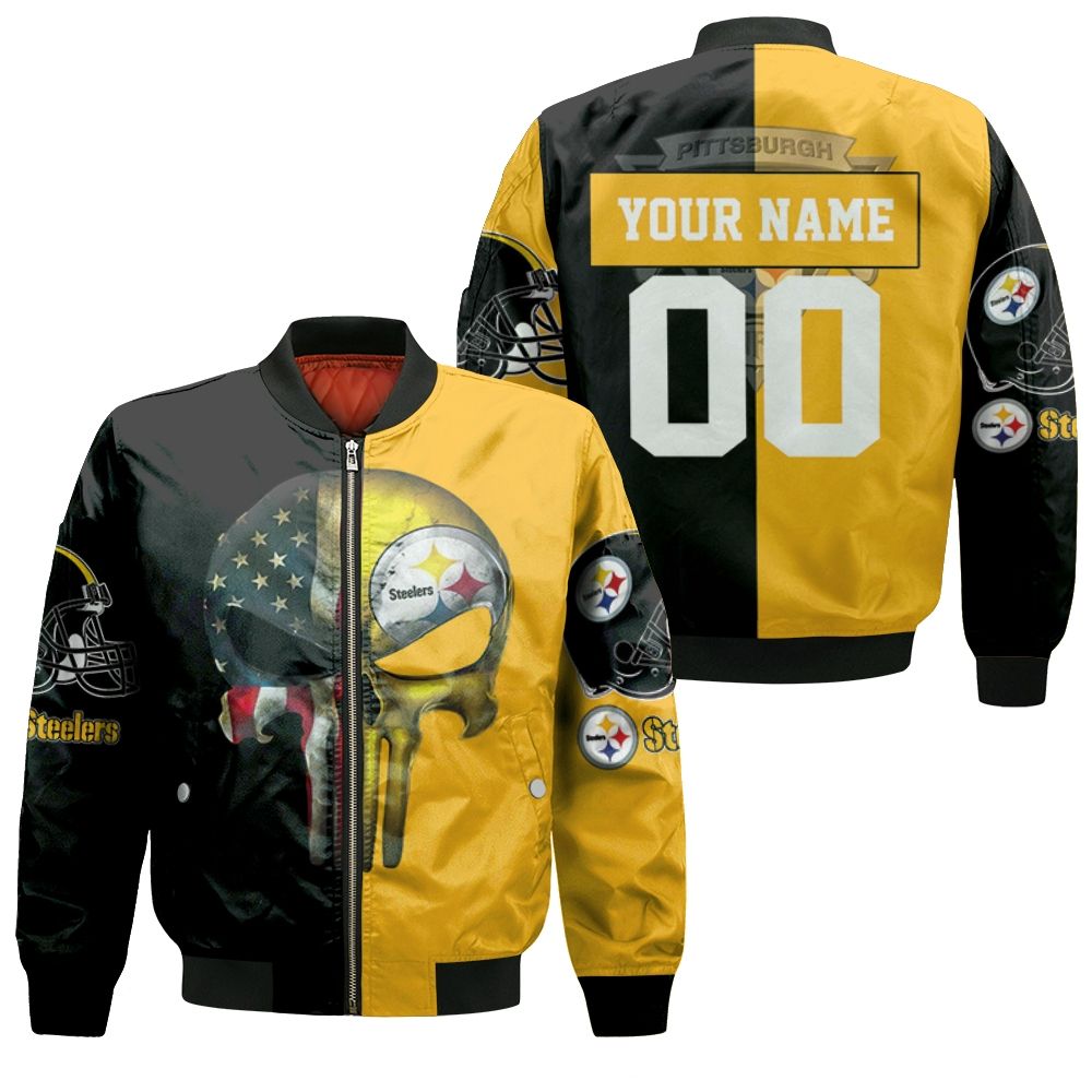 Pittsburgh Steelers American Skull 2020 Nfl Personalized Bomber Jacket