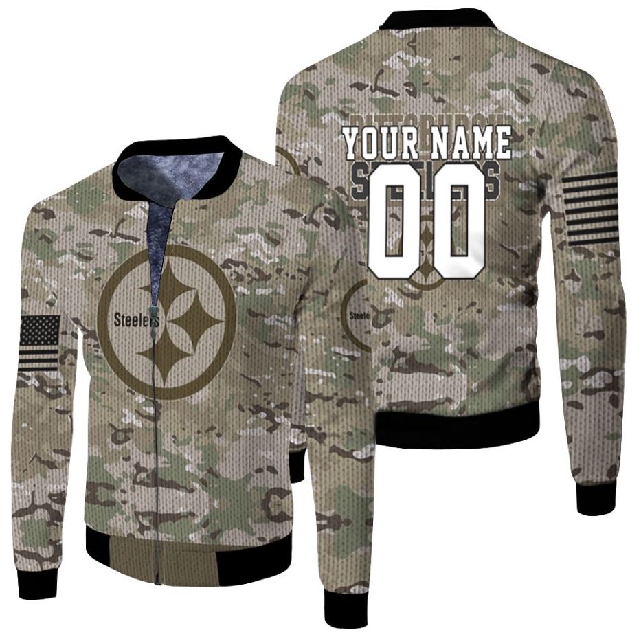 Pittsburgh Steelers Camouflage Pattern For Fans 3d Personalized Fleece Bomber Jacket