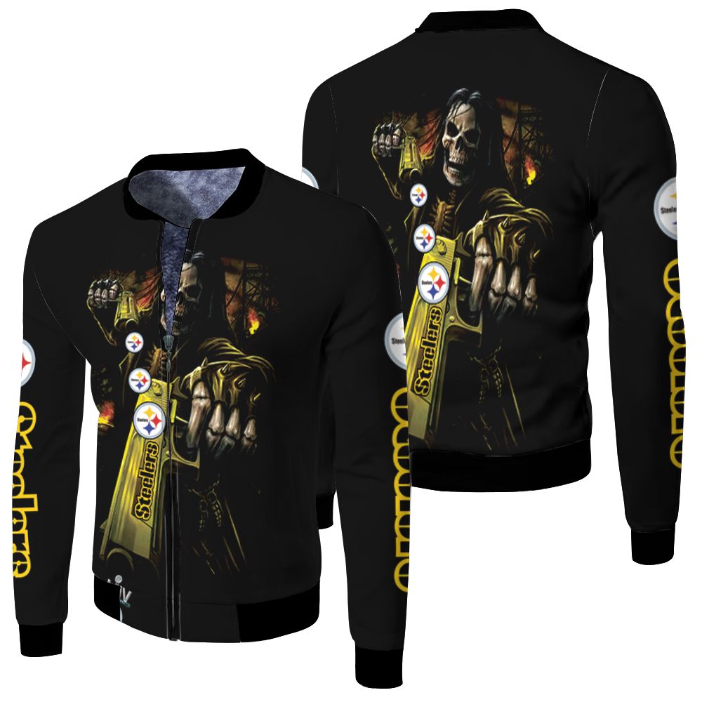 Pittsburgh Steelers Death God Hold For Fan 3d Jersey Fleece Bomber Jacket