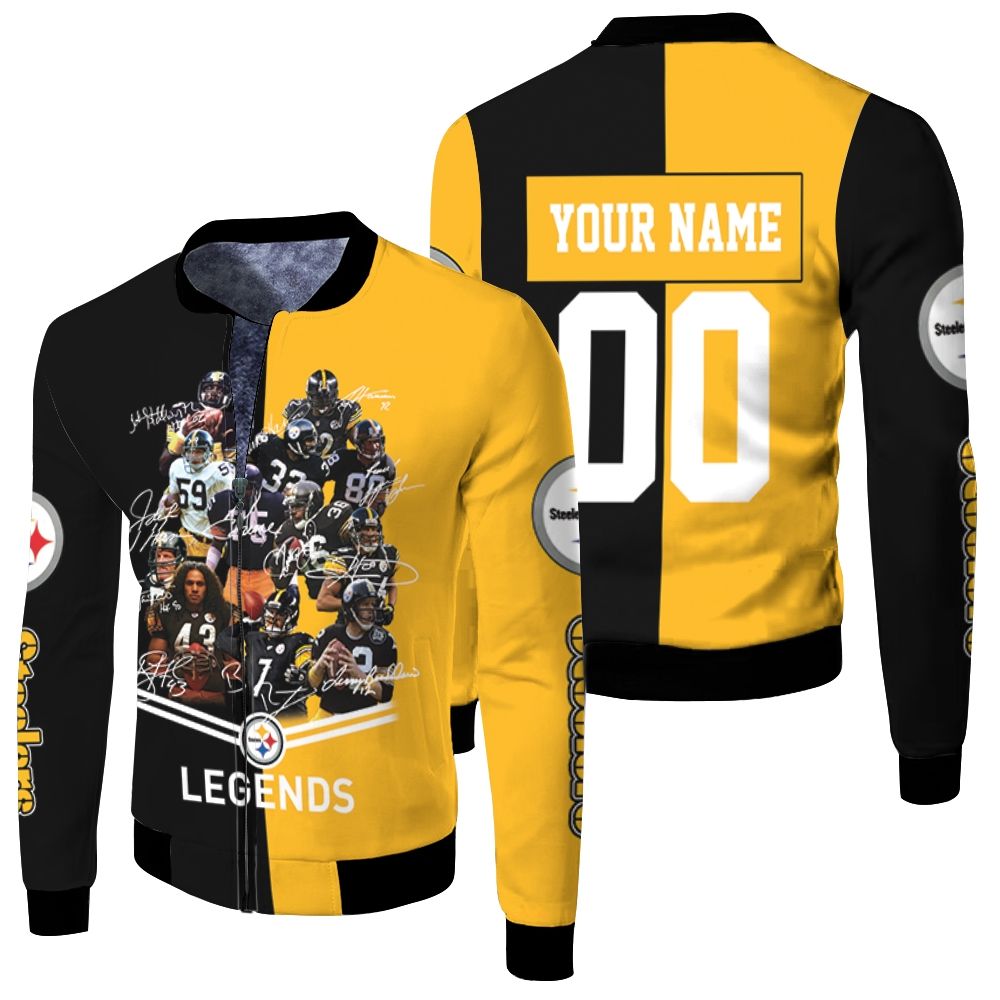 Pittsburgh Steelers Great Players Signature Legends 2020 Nfl Personalized Fleece Bomber Jacket