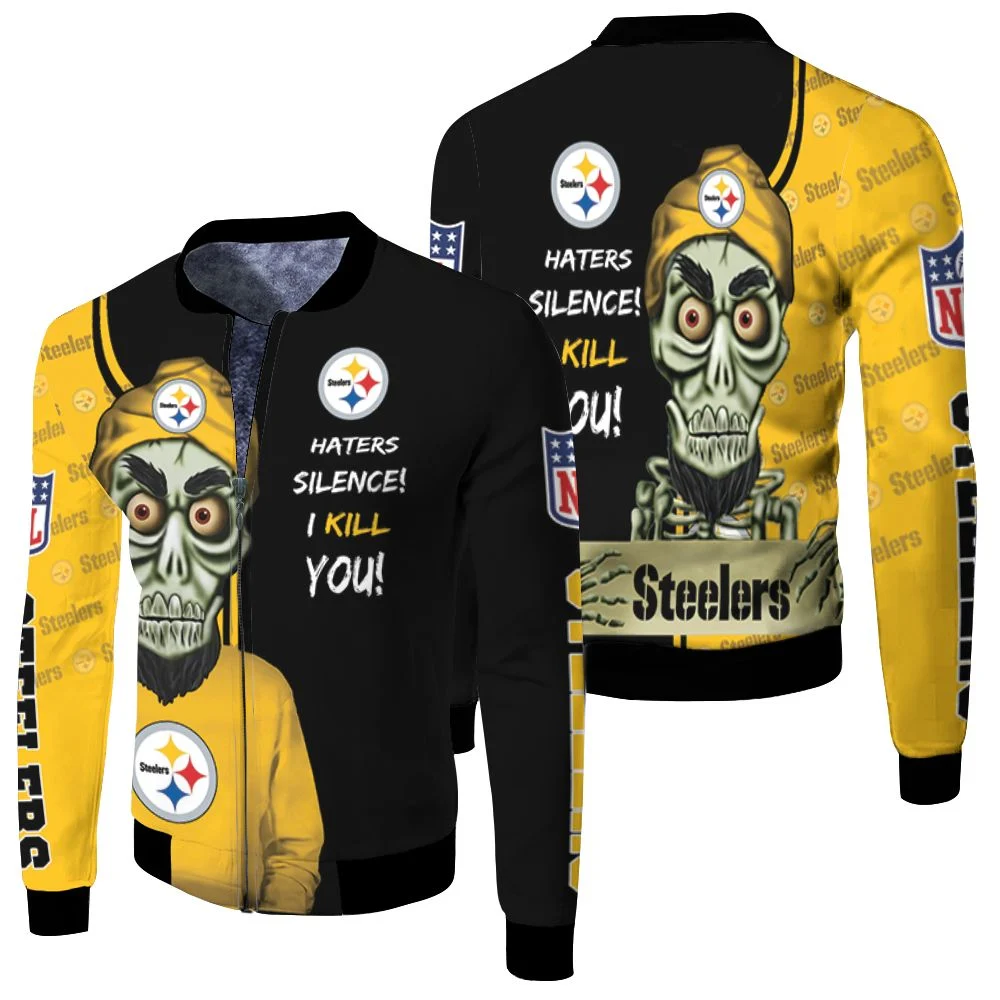 Pittsburgh Steelers Haters Silence 3d Jersey Fleece Bomber Jacket