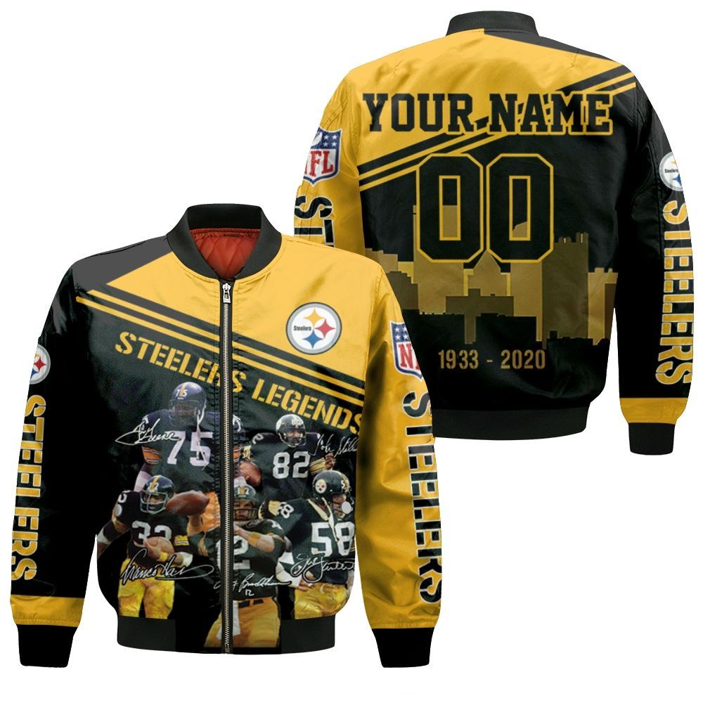 Pittsburgh Steelers Legends Signature 87th Anniversary For Fans Personalized Bomber Jacket