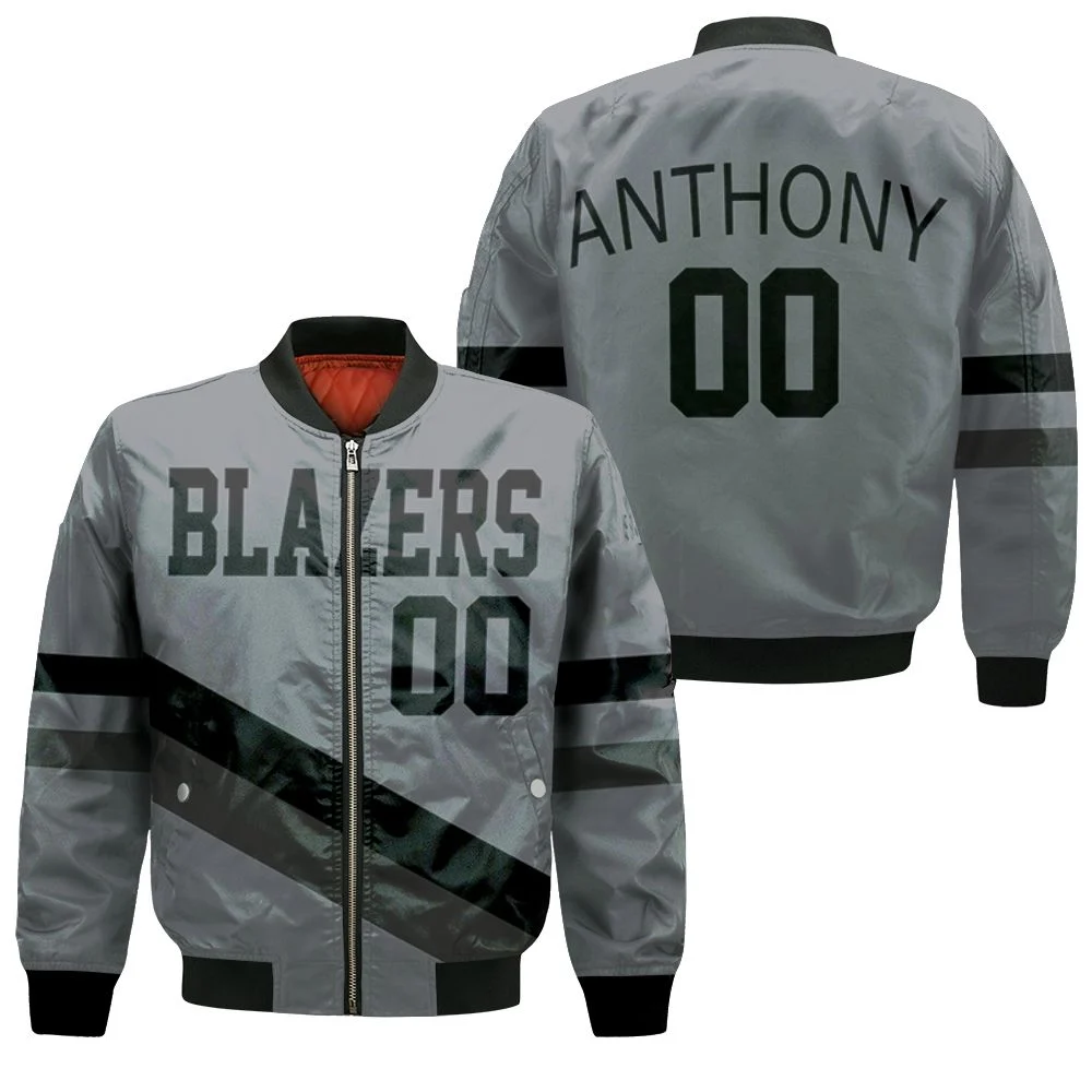 Portland Trail Blazers 00 Anthony Jersey Inspired Bomber Jacket