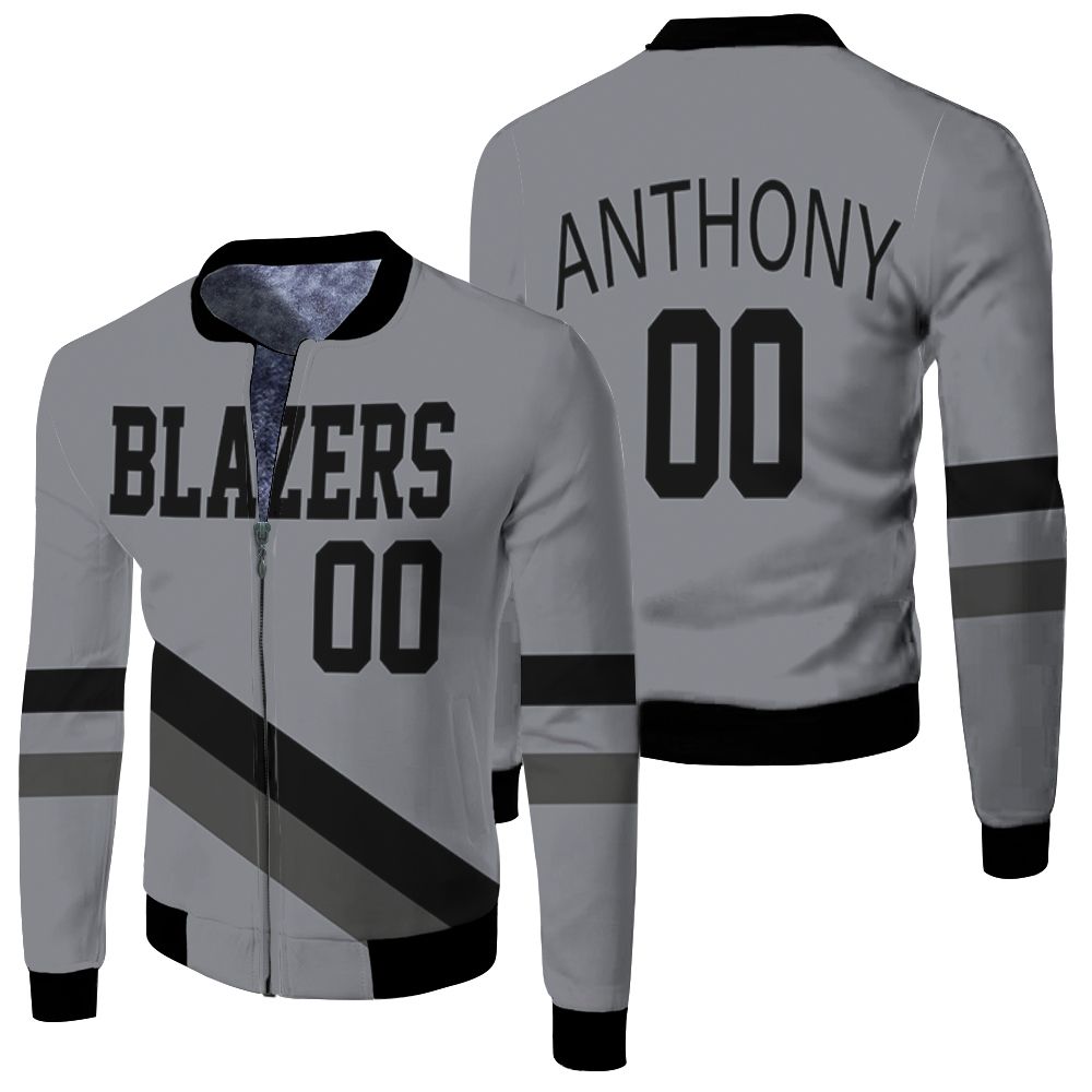 Portland Trail Blazers 00 Anthony Jersey Inspired Fleece Bomber Jacket