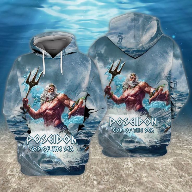 Poseidon God Of The Sea 3d Zip Hoodie