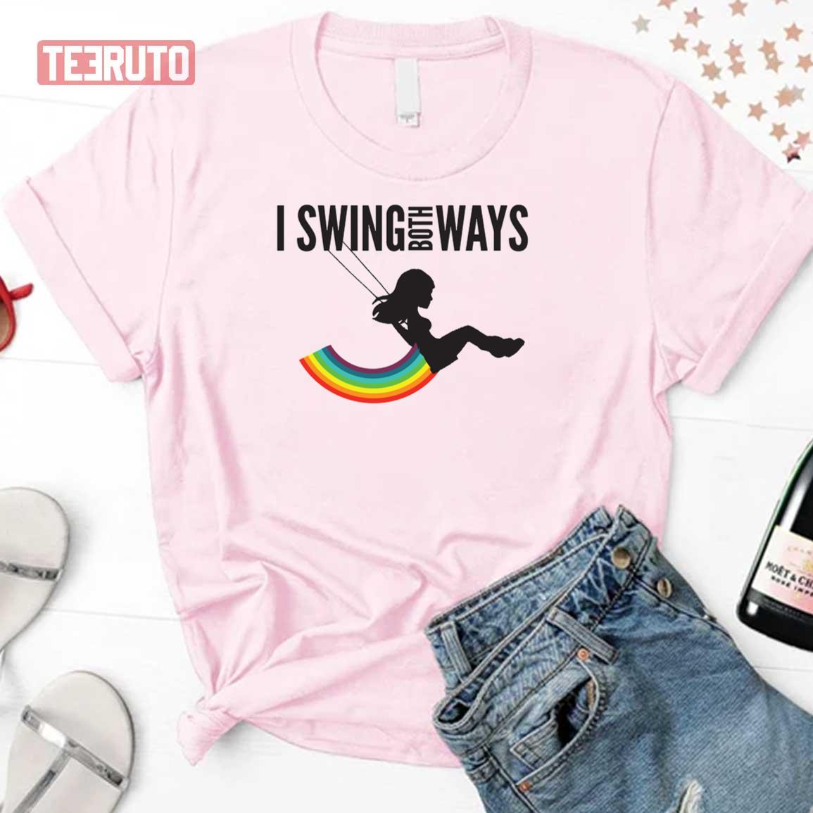 Rainbow I Swing Both Ways Unisex T-Shirt