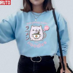 Ramen Anime Cute Cat Eat Noodles Soup Kaiju Kawaii Unisex Sweatshirt