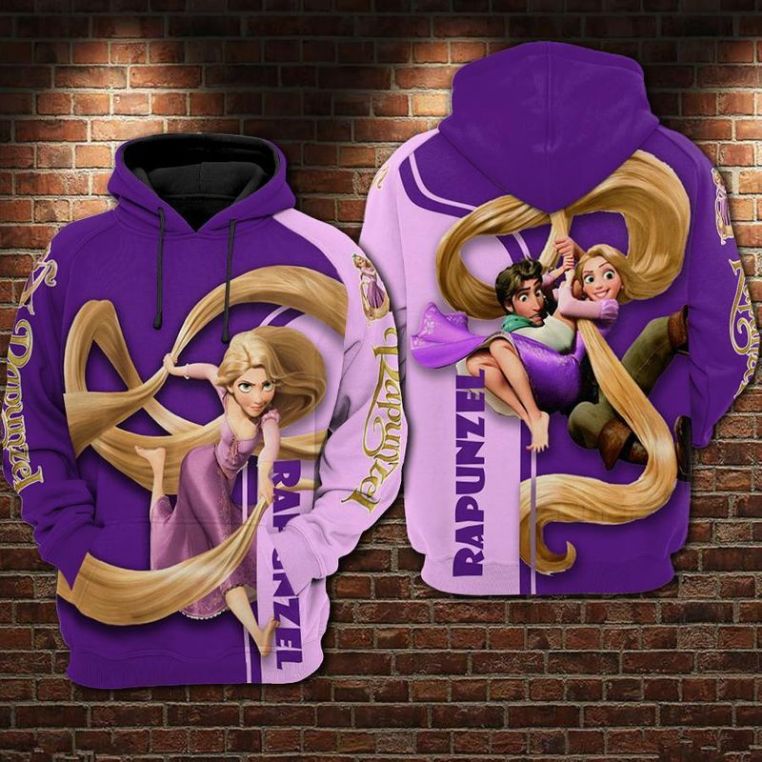 Rapunzel And Flynn Rider Tangled Over Print 3d Zip Hoodie - Teeruto