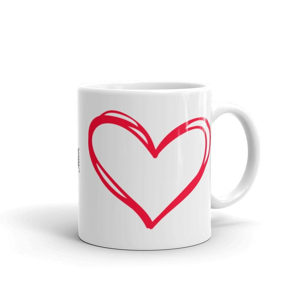 Red Heart Doodle Valentines Day Coffee Mug