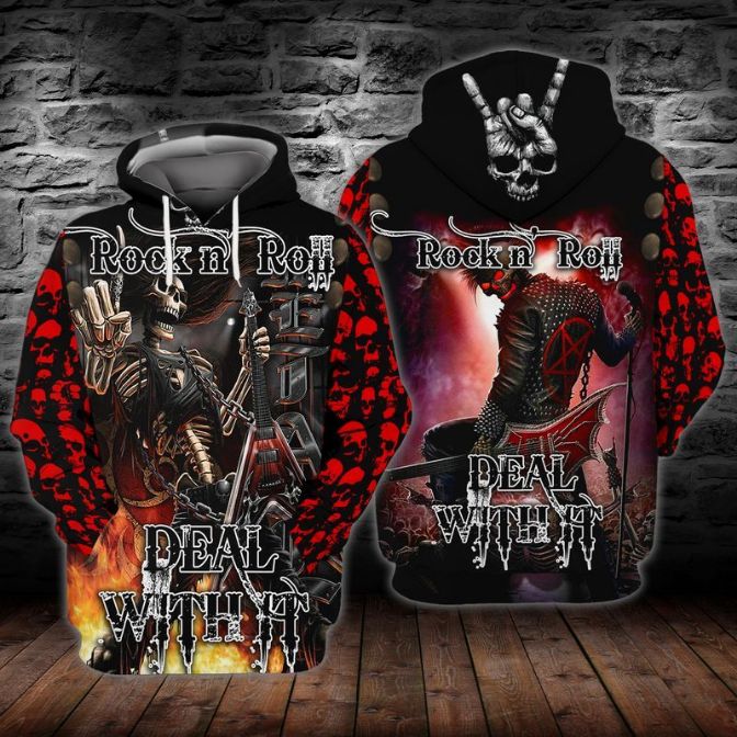 Rock N Roll Deal With It 3d Zip Hoodie