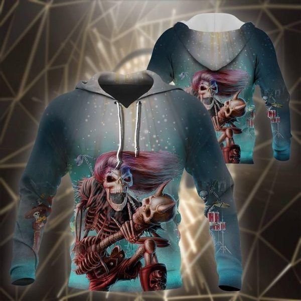 Rocker Skeleton 3d Zip Hoodie