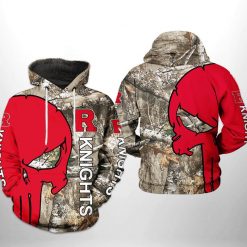 Rutgers Scarlet Knights NCAA Camo Veteran Hunting 3D Printed Hoodie