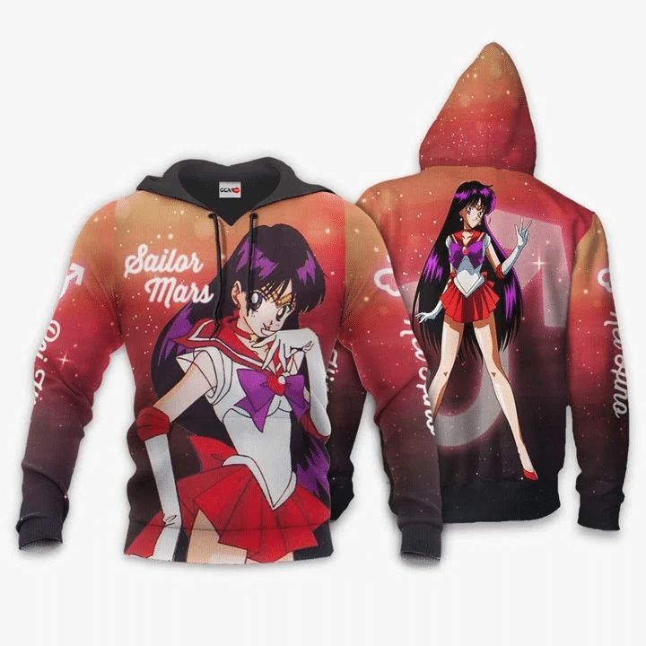 Sailor Mars Rei Hino Anime Manga Sailor Moon 3d T Shirt Zip Bomber Hoodie