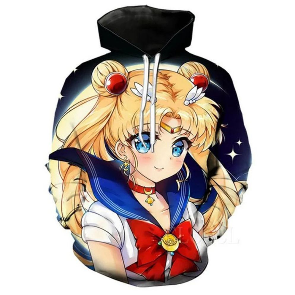 Sailor Moon Over Print 3d Zip Hoodie