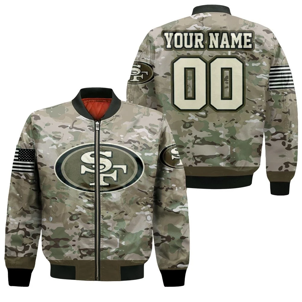 San Francisco 49ers Camouflage Veteran 3d Personalized Bomber Jacket