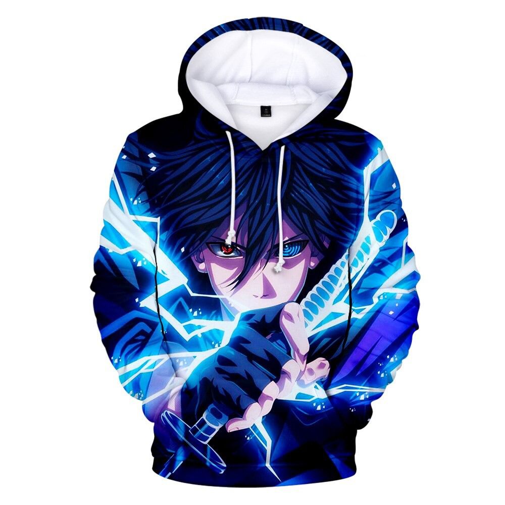 Sasuke Naruto Cartoon Anime Manga Over Print 3d Zip Hoodie