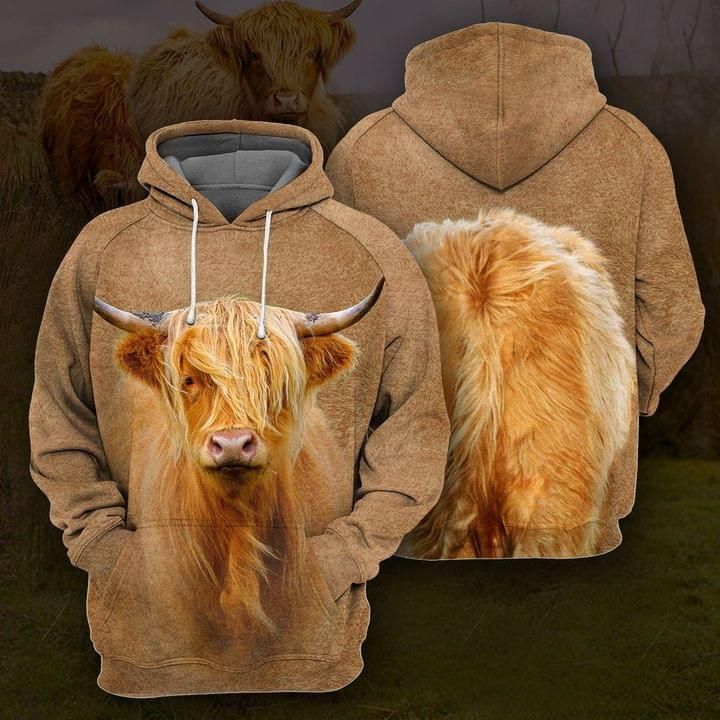 Scottish Highland Cows Full Printing 3d Hoodie
