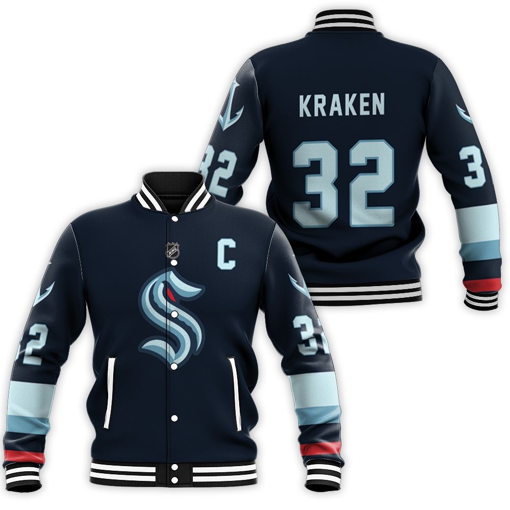 Seattle Kraken Nhl 2020 Blue Jersey Inspired Baseball Jacket