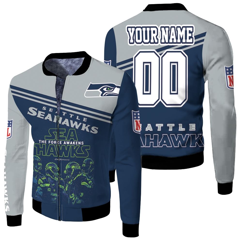 Seattle Seahawks Players The Force Awaken Personalized Fleece Bomber Jacket