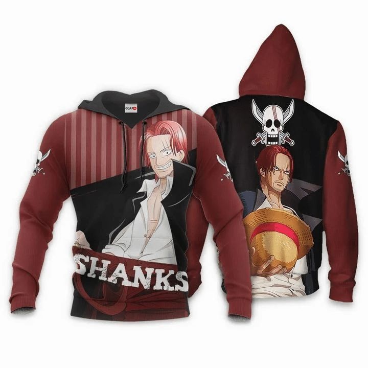 Shanks Red Haired One Piece Anime Manga 3d Zip Hoodie Teeruto 7490