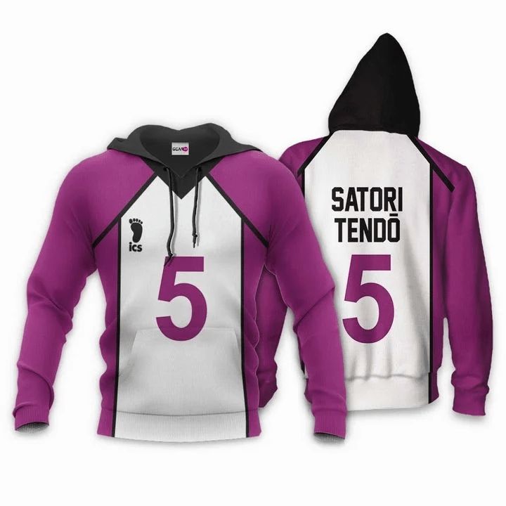 Shiratorizawa Satori Tendo Anime Manga Haikyuu Number 5 3d Zip Hoodie